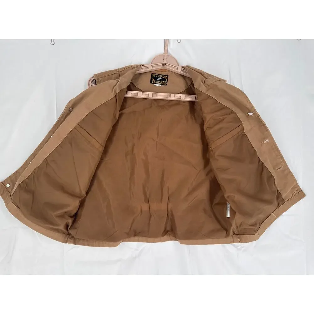 WYOMING TRADERS kids Lined Cotton Canvas Western brown Vest Size 10-12